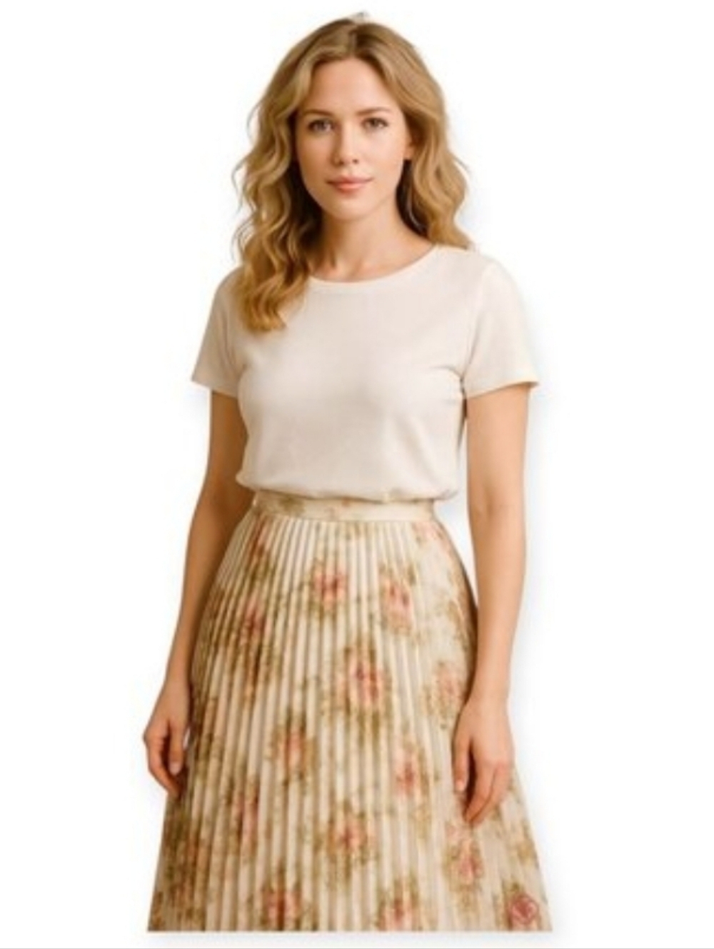 Behnaz Sarafpour Designer Floral Pleated Midi Skirt Made in Italy XS Elegant